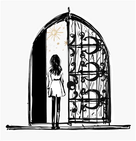 Girl Opening Door Drawing, HD Png Download - kindpng