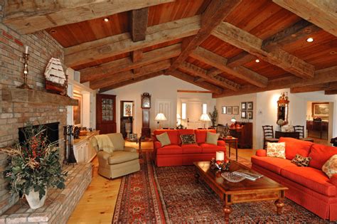 Ranch Style with Decorative Timbers - Traditional - Living Room - boston - by Old Hampshire ...