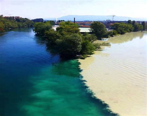 mother nature: Confluence of Rhone and Arve rivers, Geneva