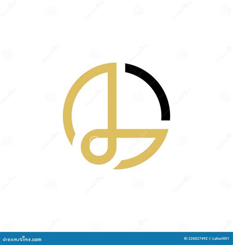 Initial Letter L Circle Monogram Logo Gold and Black Color Stock Vector ...