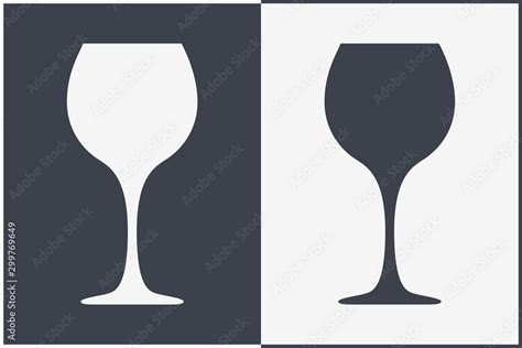 Vector Silhouette Wine Glass. Icon, Symbol, Logo. Alcohol Beverage ...