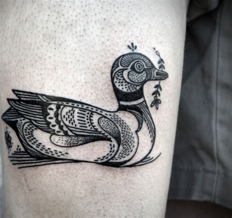 ornamental duck tattoo by David Hale - Design of TattoosDesign of Tattoos