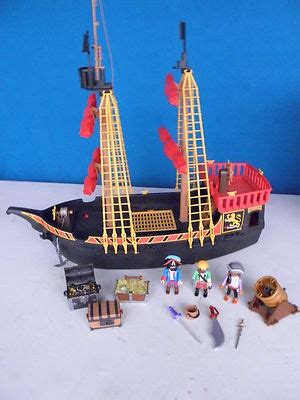 PLAYMOBIL PIRATE SHIP WITH FIGURES AND ACCESSORIES - GOOD CONDITION ...