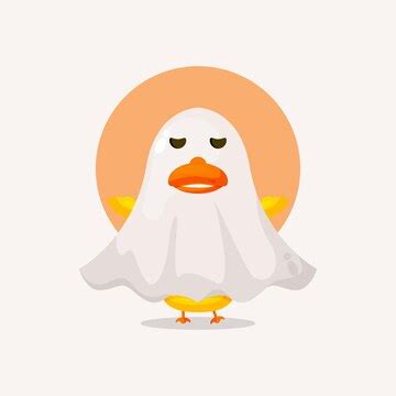 Premium Vector | Cute duck in halloween ghost costume cartoon illustration