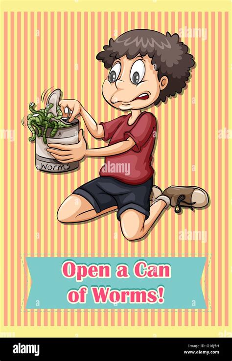 Idiom open a can of worms illustration Stock Vector Image & Art - Alamy