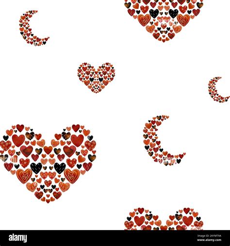 Heart crescent half moon red pattern watercolor Stock Photo - Alamy