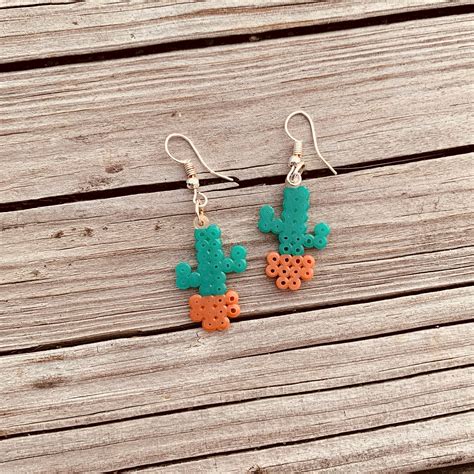 Cactus Perler Bead Earrings - Etsy