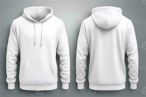 Front and Back of an Editable male white Hoodie. Generative AI 32980616 ...