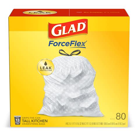 Glad Tall Kitchen Trash Bags, 13 Gallon, 80 Bags (ForceFlex, Unscented) - Walmart.com - Walmart.com