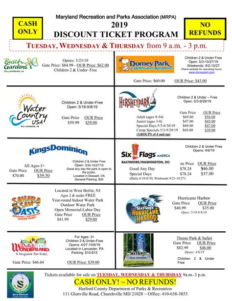 2019 Discounted Amusement Park Tickets from Harford County Parks & Rec ...