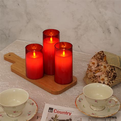 Merrynights Red Flameless Candles, Flickering Battery Operated LED ...