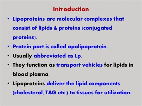 CHEMISTRY OF LIPOPROTEINS