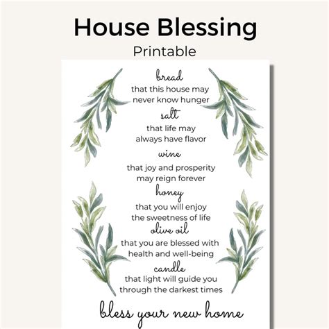 Housewarming Printable House Blessing Printable Bread, Salt, Wine New Neighbors New Homeowners ...