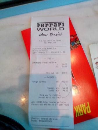 ticket..pode pagar em dolar - Picture of Ferrari World Abu Dhabi, Abu ...