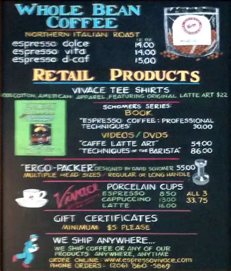 Espresso Vivace Alley 24 Menu, Menu for Espresso Vivace Alley 24, South Lake Union, Seattle ...