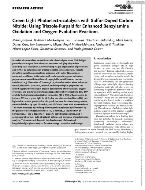 (PDF) Green Light Photoelectrocatalysis with Sulfur-Doped Carbon Nitride: Using Triazole-Purpald ...