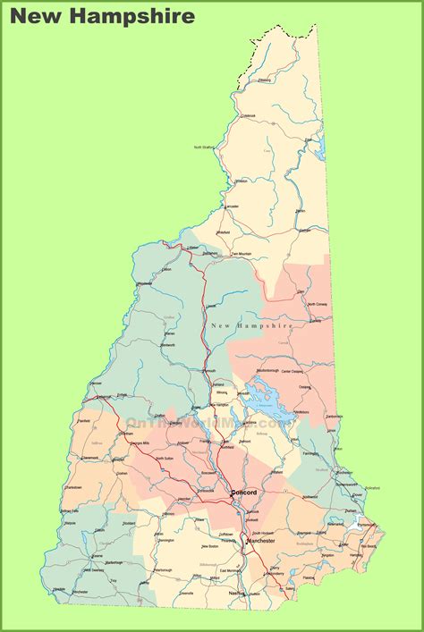 Printable Map Of Nh Towns