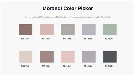 Morandi Color Picker - 200+ Color Palette - Just Free Slide