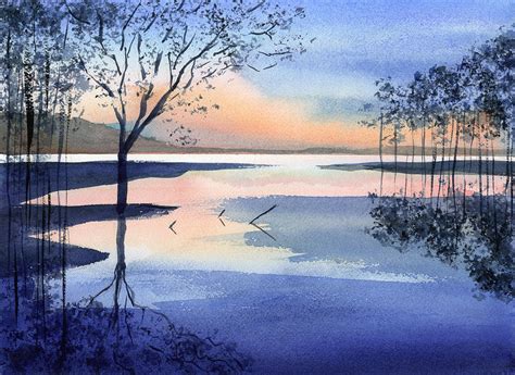 Jordan Lake Sunset Painting by Joe - Fine Art America