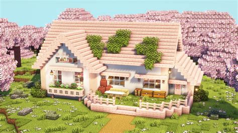 [Minecraft] How to Build a Cute Cherry Blossom House / Tutorial - YouTube