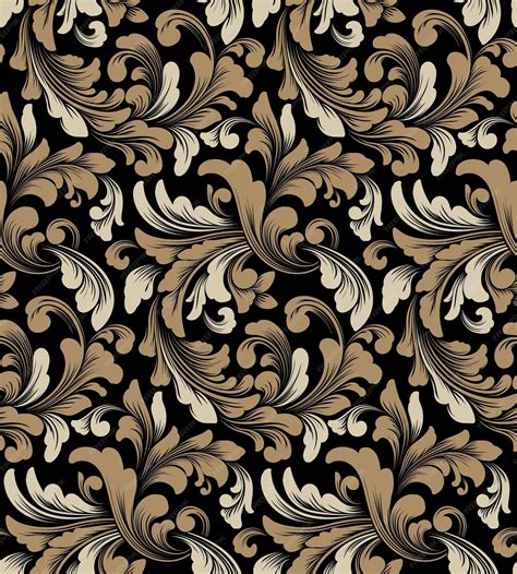 Premium Vector | Seamless damask victorian floral on black background