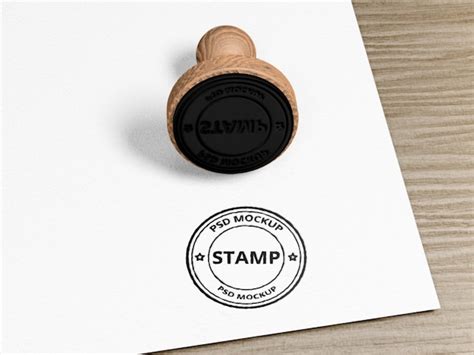 Premium PSD | Round rubber stamp logo mockup