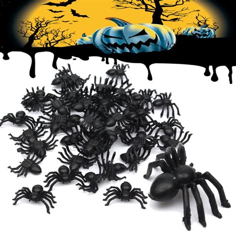 Aliexpress.com : Buy 50Pcs/Set Halloween Decorative Spiders Small Black Plastic Fake Spider Toys ...