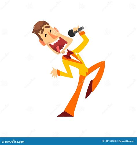 Game Show Host, Joyful Man with Microphone Vector Illustration on a ...