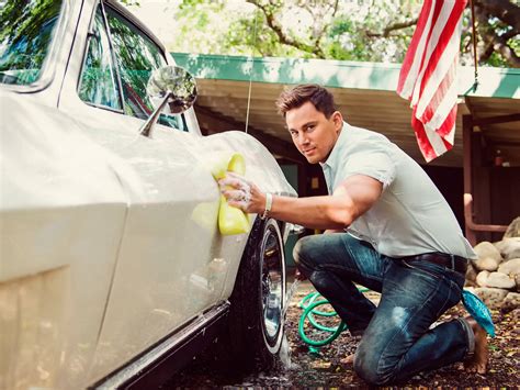 Download Channing Tatum With Vintage Car Wallpaper | Wallpapers.com