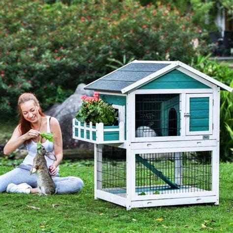 Garden Window Wooden Rabbit Hutch Bunny Cage Guinea Pig House Ferret ...