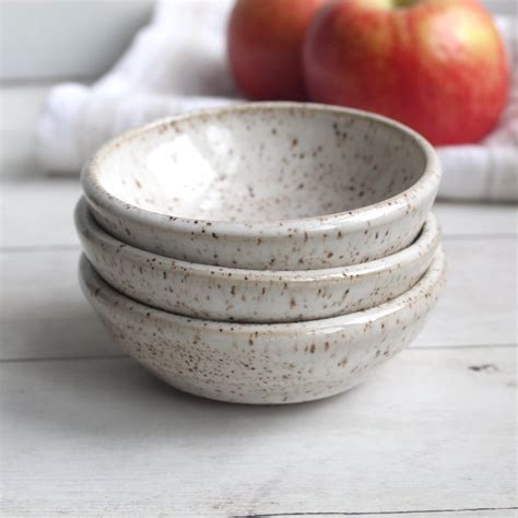 Andover Pottery — Set of Three Rustic Prep Bowls in Heavily Speckled Brown Stoneware, Handmade ...