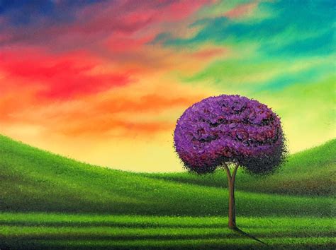 Bing Art by Rachel Bingaman: Purple Tree Art, Sunset Landscape Painting ...