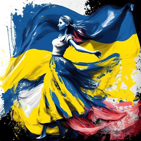 Premium Photo | The girl is dancing in a dress in the colors of the Ukrainian flag