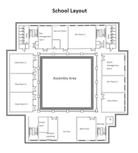 the floor plan for an assembly area at school layout, with stairs and steps leading up to