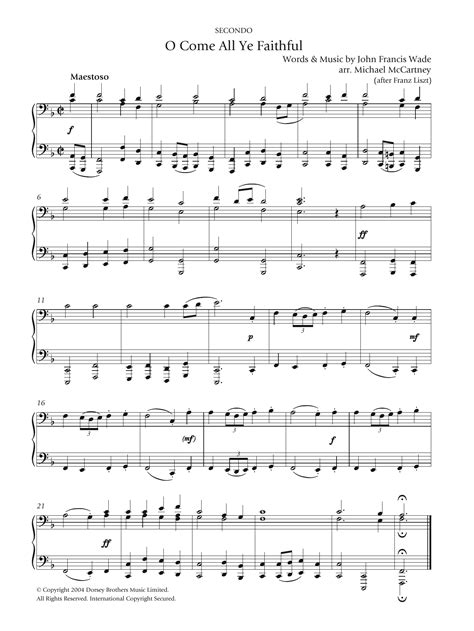 O Come All Ye Faithful Easy Piano Sheet Music