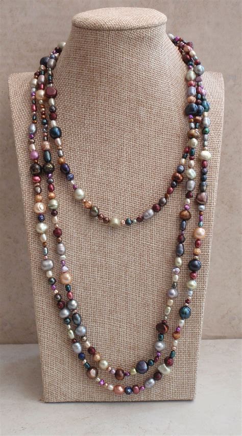 Pearl Necklace Multi Color Multi Shape Freshwater Pearls 70 Inch Vintage #vintage #pearlnecklace ...