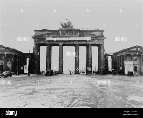 Traffic driving through the Brandenburg Gate, after World War 2. Berlin ...