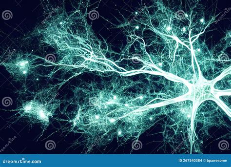 Blue Neurons Firing Electrical Signals, Generative AI Stock Illustration - Illustration of ...