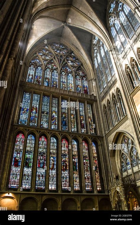 Stained glass windows in Metz Cathedral Stock Photo - Alamy