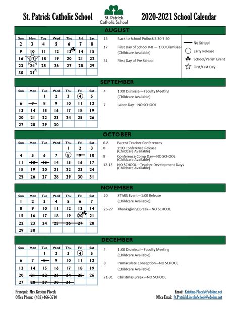 Calendar | St Patrick's Catholic School