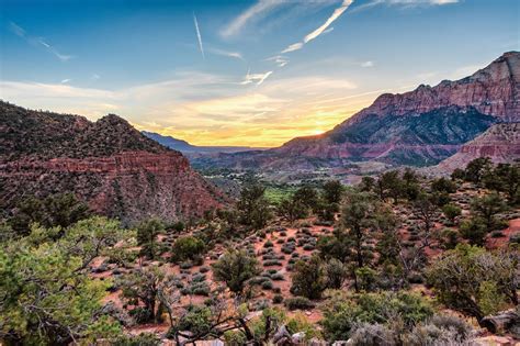 Zion Sunset | Sunset, Natural landmarks, Zion