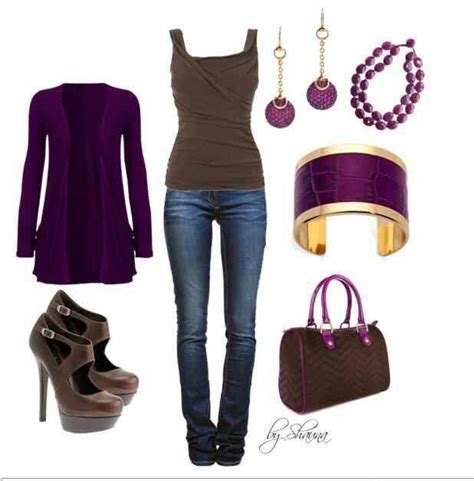 Woman's fashion /Purple & Brown outfit | Fashion | Pinterest