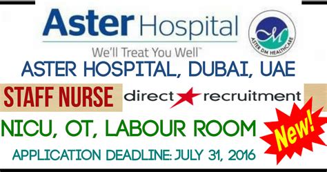 .Nurses Jobs-Middle East: Aster Hospital Dubai direct recruit staff ...