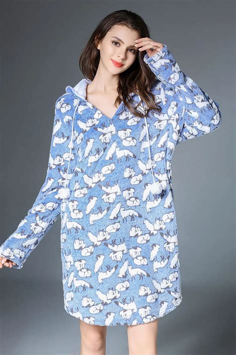 Free shipping.winter Brand new women's Sleep Lounge,cute warm fleece sleeping home clothing ...