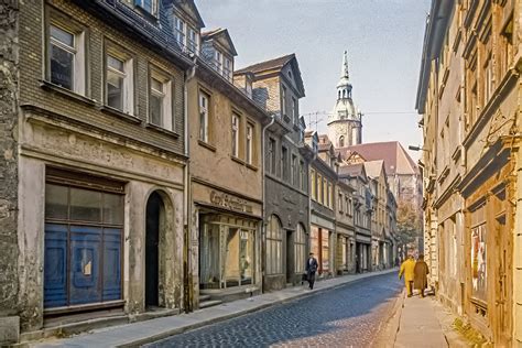 Naumburg / Saale - Blick von der großen Wenzelstraße auf die ...