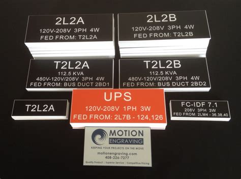 Engraved Nameplates Per Electrical Equipment Identification Project High Impact Acrylic Indoor ...