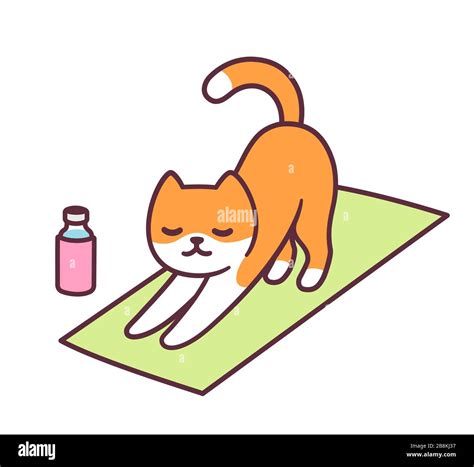 Cat Yoga Pose Cartoon