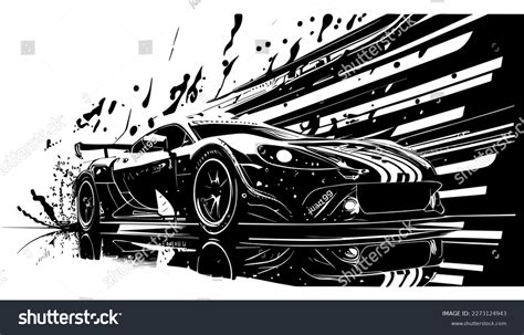 Sport Car Vector Black Line Illustration Stock Vector (Royalty Free) 2273124943 | Shutterstock