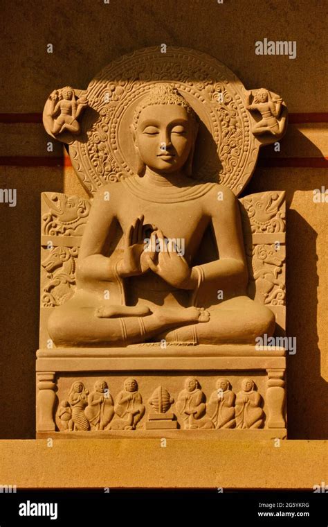 February 02, 2021, Great Buddha Statue in Sarnath, India Stock Photo ...