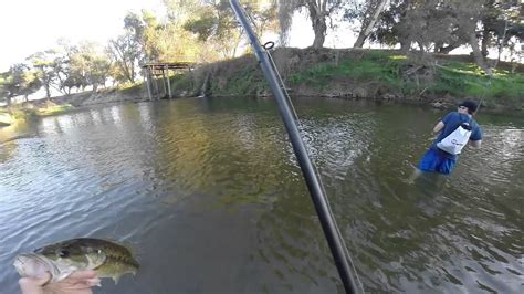 Merced River bass fishing double - YouTube